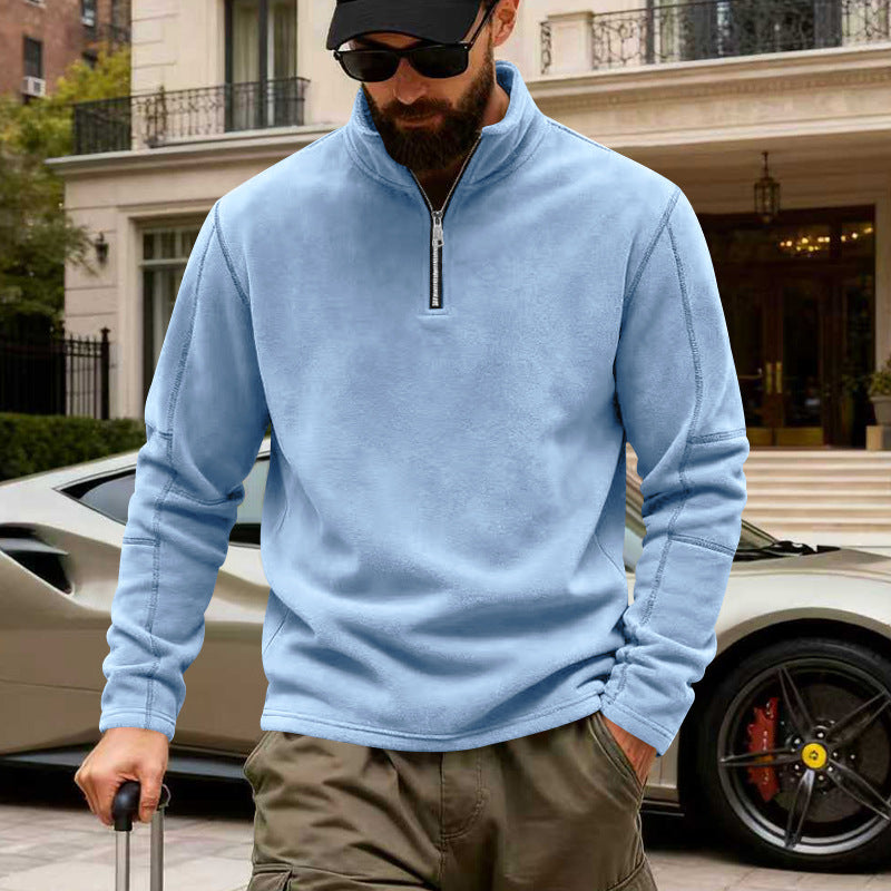 Men's Half-Zip Fleece Pullover with Stand Collar