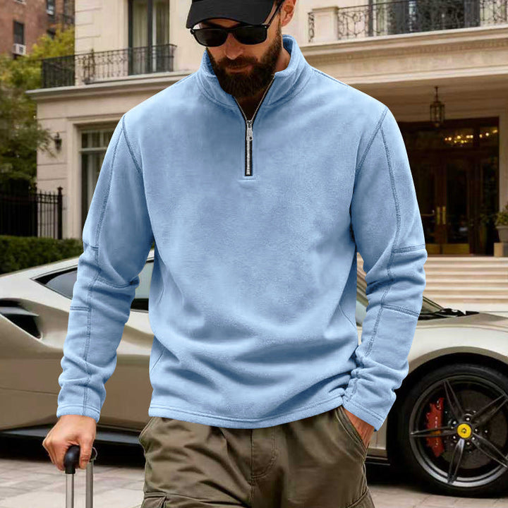Men's Half-Zip Fleece Pullover with Stand Collar