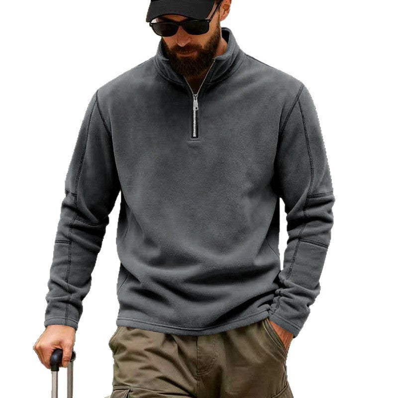 Men's Half-Zip Fleece Pullover with Stand Collar