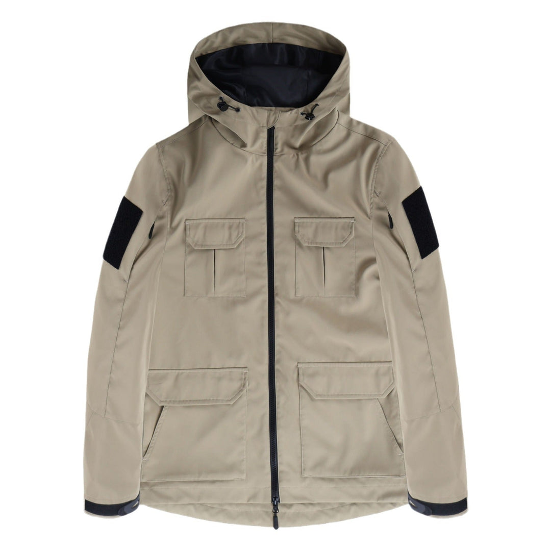 Men's Hooded Field Jacket with Multi-Flap Utility Pockets