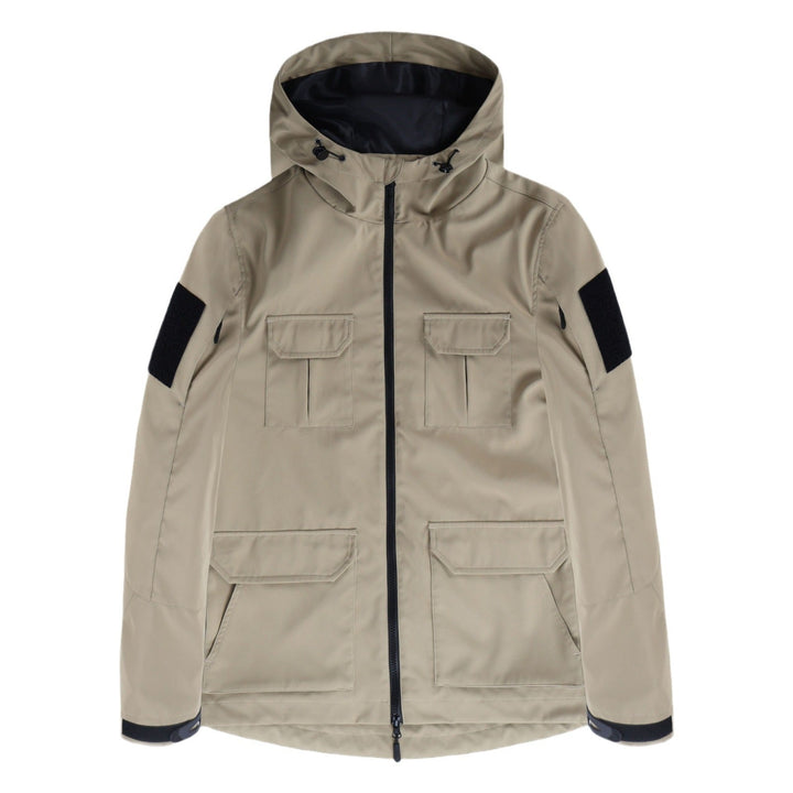 Men's Hooded Field Jacket with Multi-Flap Utility Pockets