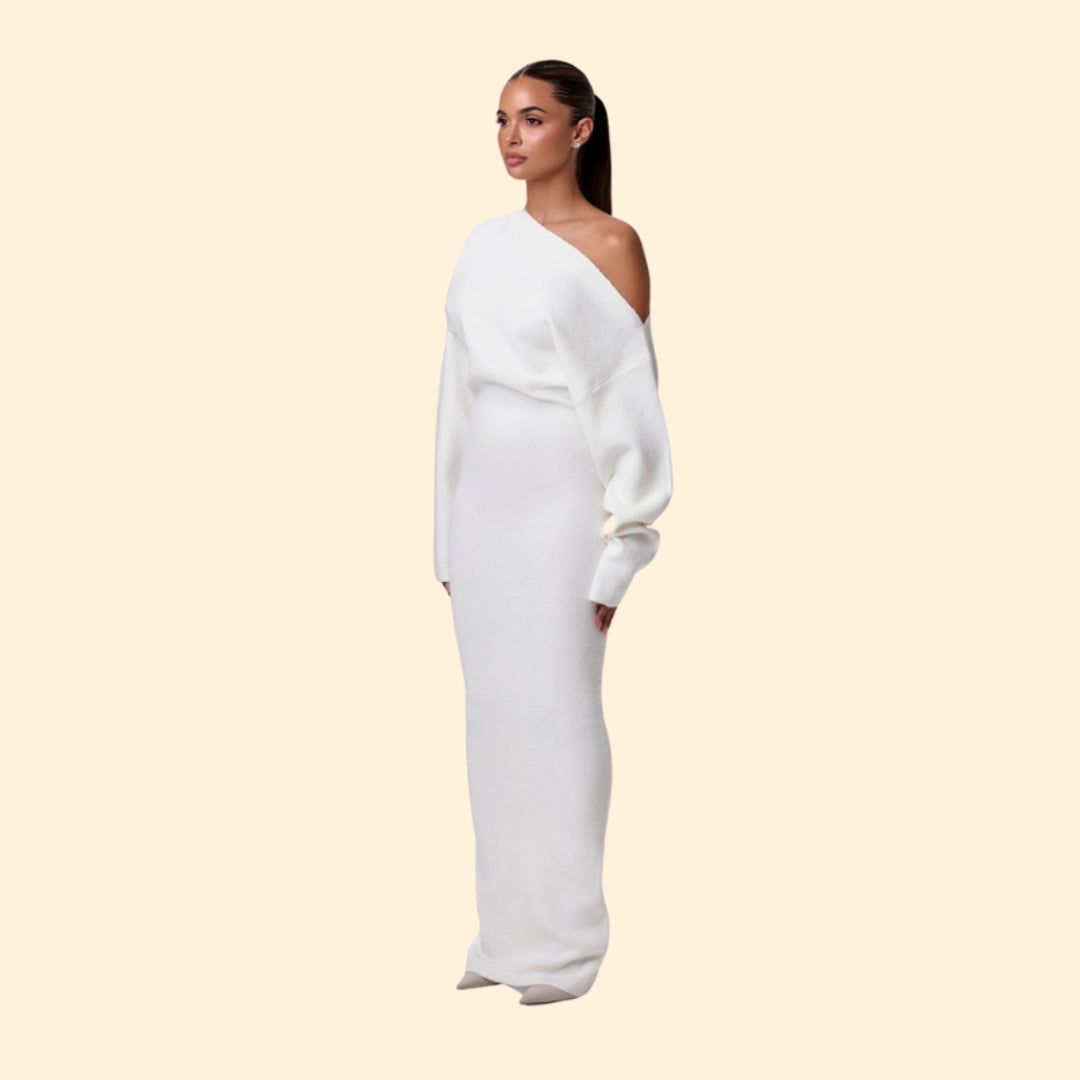 Women’s Knit Bodycon Cocktail Dress with One Shoulder