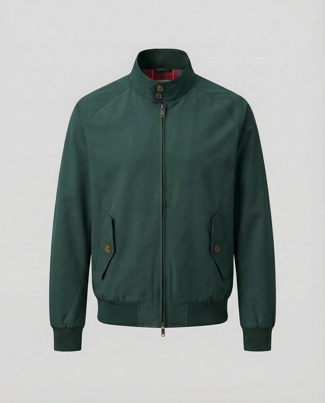 Men's Harrington Jacket Windproof Zip Front with Plaid Lining