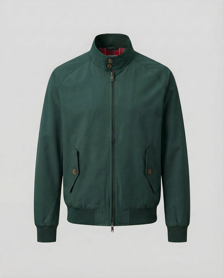 Men's Harrington Jacket Windproof Zip Front with Plaid Lining