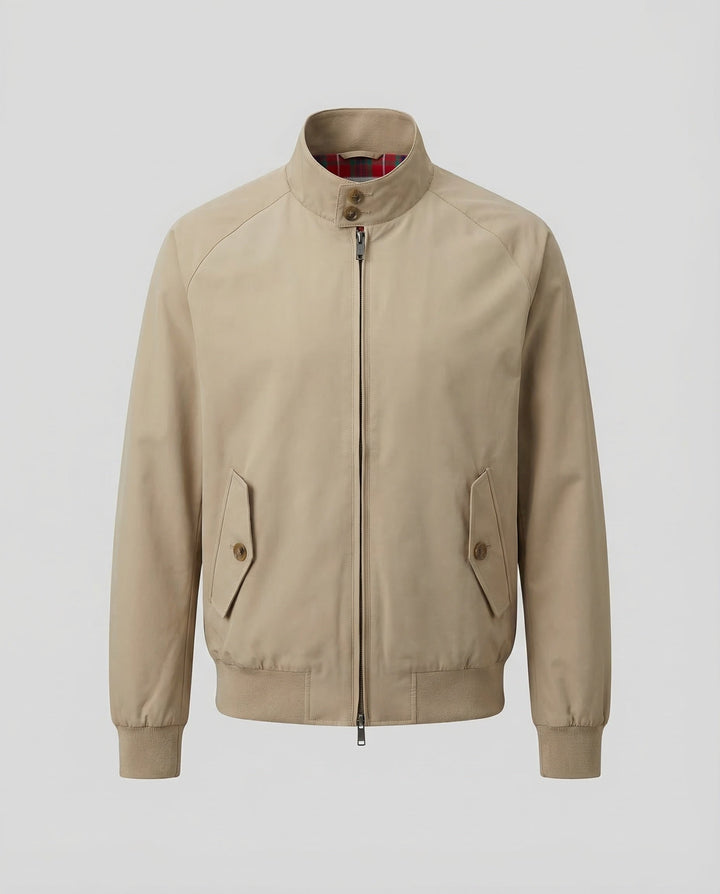 Men's Harrington Jacket Windproof Zip Front with Plaid Lining