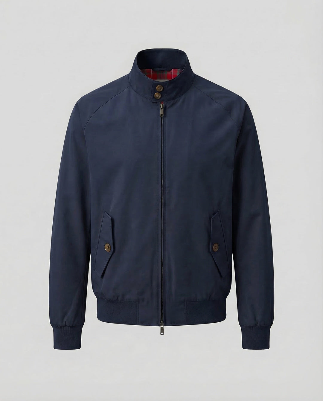Men's Harrington Jacket Windproof Zip Front with Plaid Lining