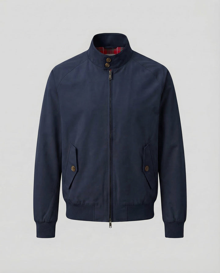 Men's Harrington Jacket Windproof Zip Front with Plaid Lining
