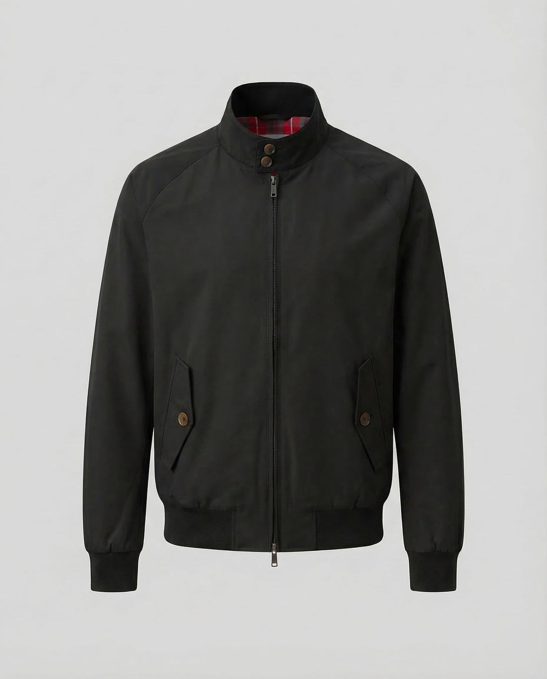 Men's Harrington Jacket Windproof Zip Front with Plaid Lining