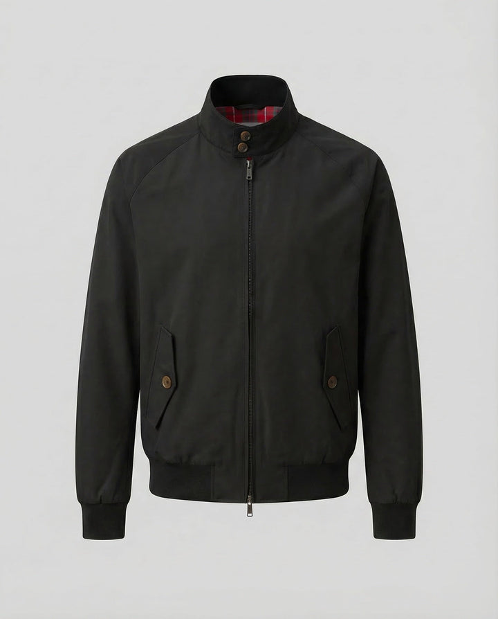 Men's Harrington Jacket Windproof Zip Front with Plaid Lining