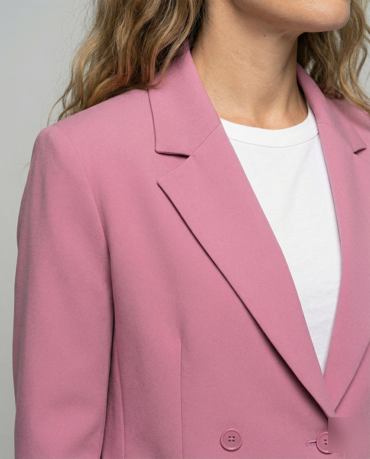 Women's Double-Breasted Blazer with Notch Lapel