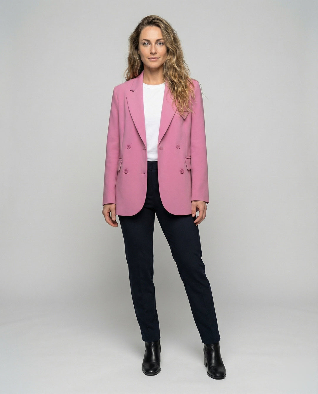 Women's Double-Breasted Blazer with Notch Lapel