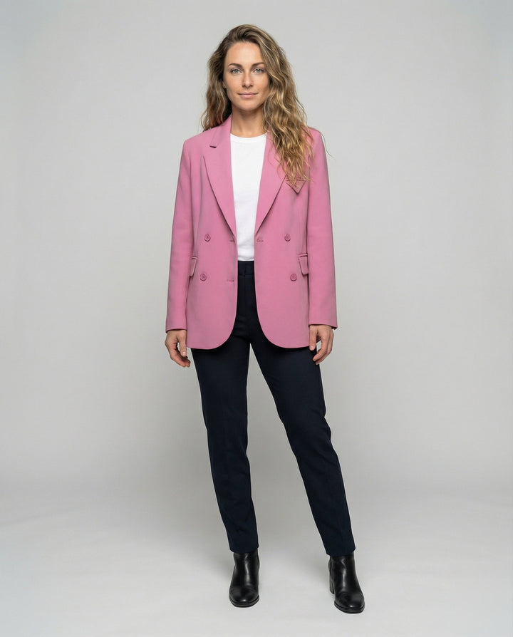 Women's Double-Breasted Blazer with Notch Lapel