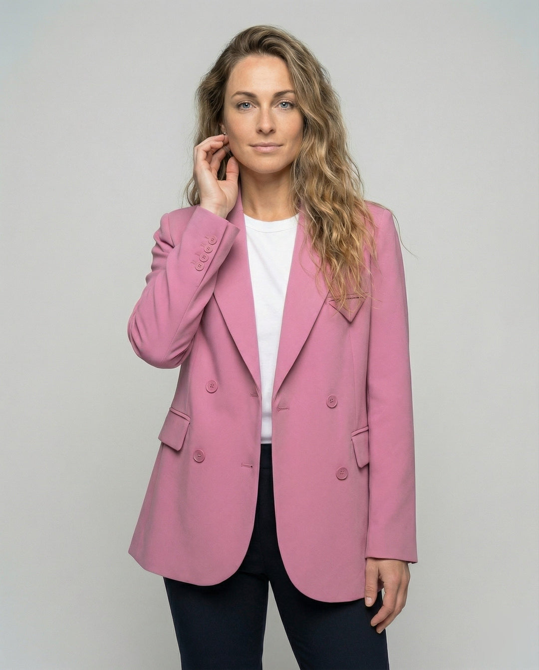 Women's Double-Breasted Blazer with Notch Lapel