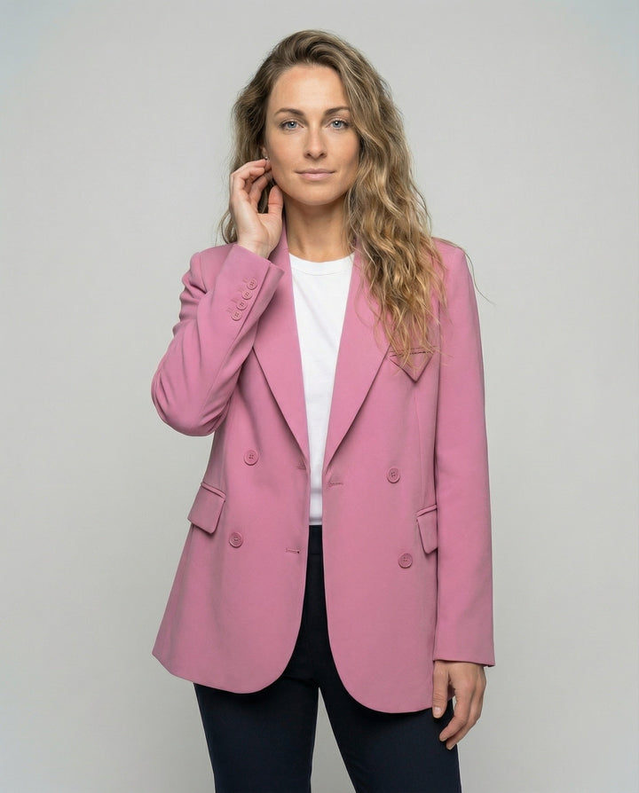 Women's Double-Breasted Blazer with Notch Lapel