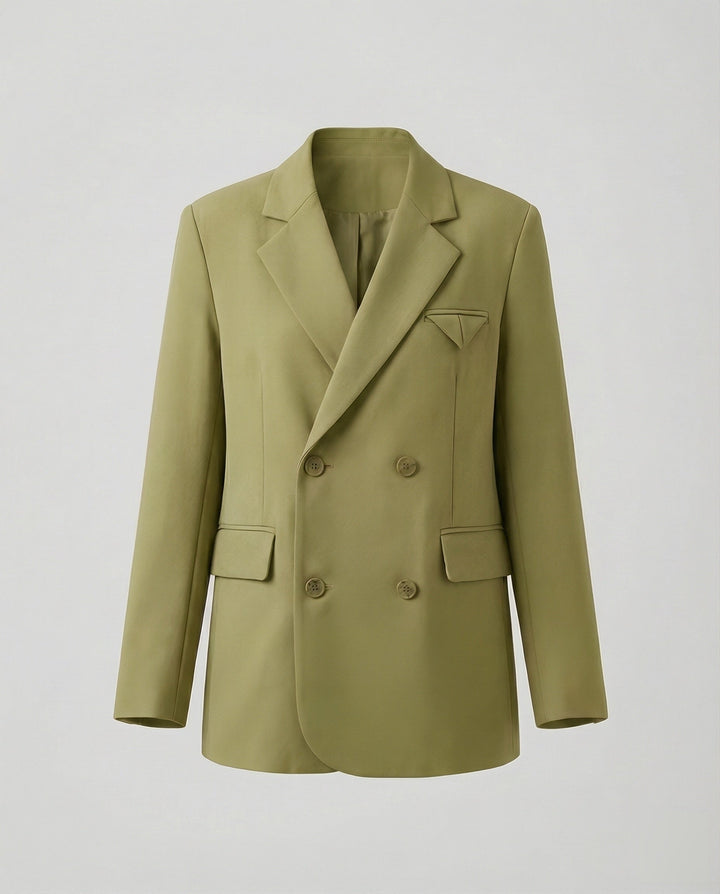 Women's Double-Breasted Blazer with Notch Lapel