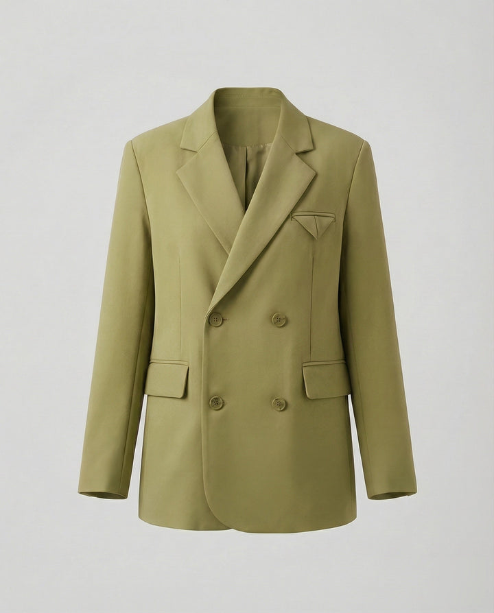 Women's Double-Breasted Blazer with Notch Lapel