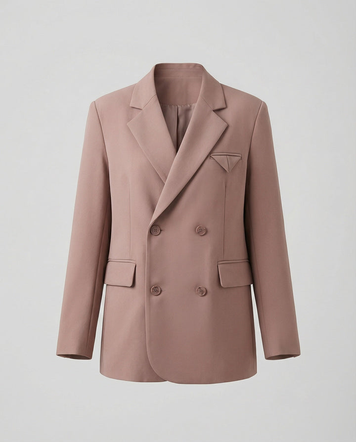 Women's Double-Breasted Blazer with Notch Lapel