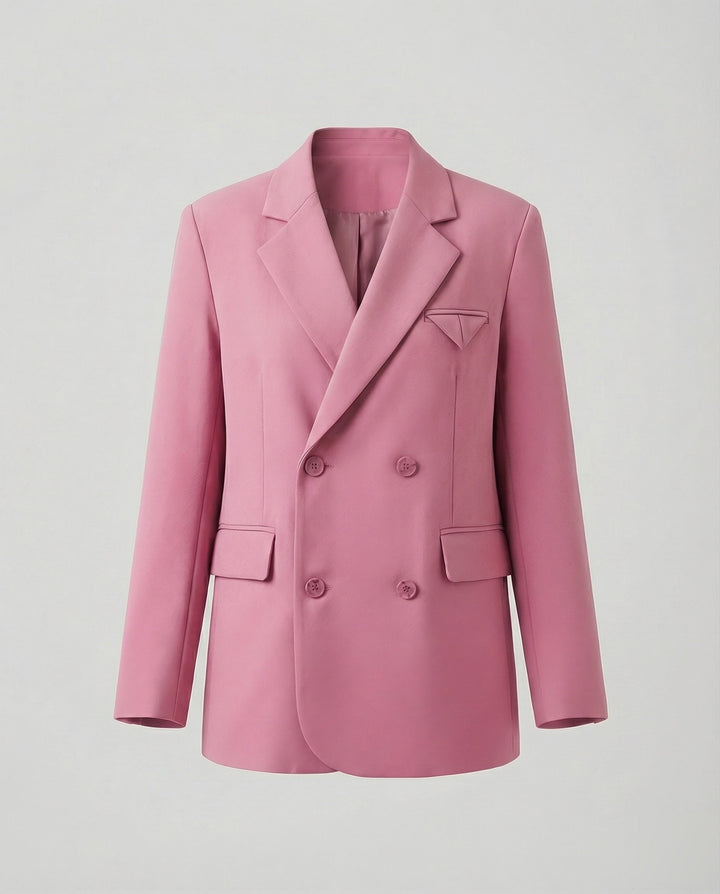 Women's Double-Breasted Blazer with Notch Lapel