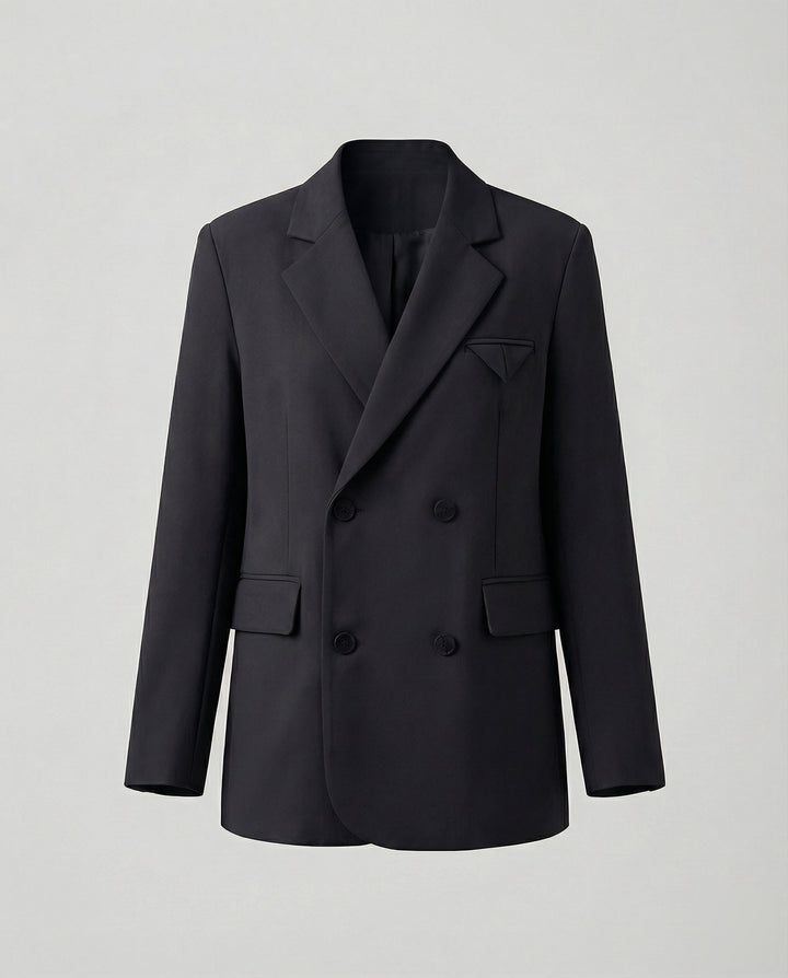 Women's Double-Breasted Blazer with Notch Lapel