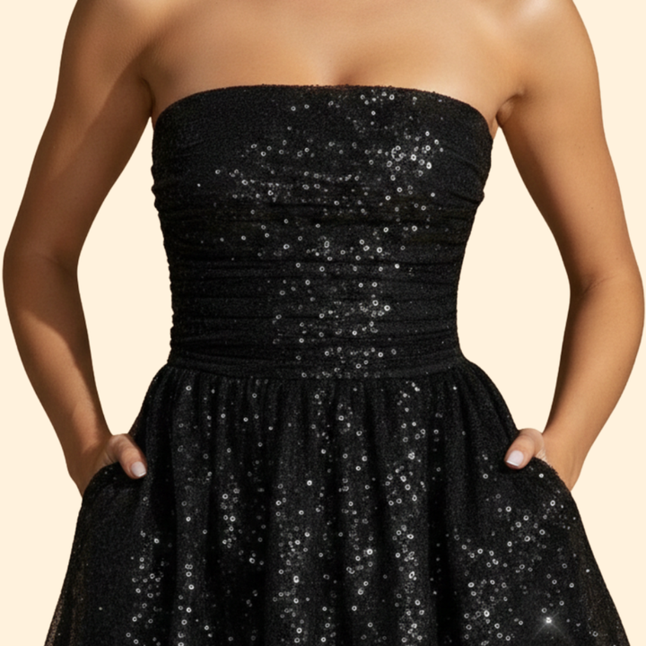 Strapless Glitter Mini Dress