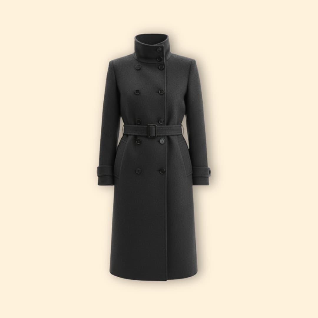 Women’s Coat with High Collar Detail