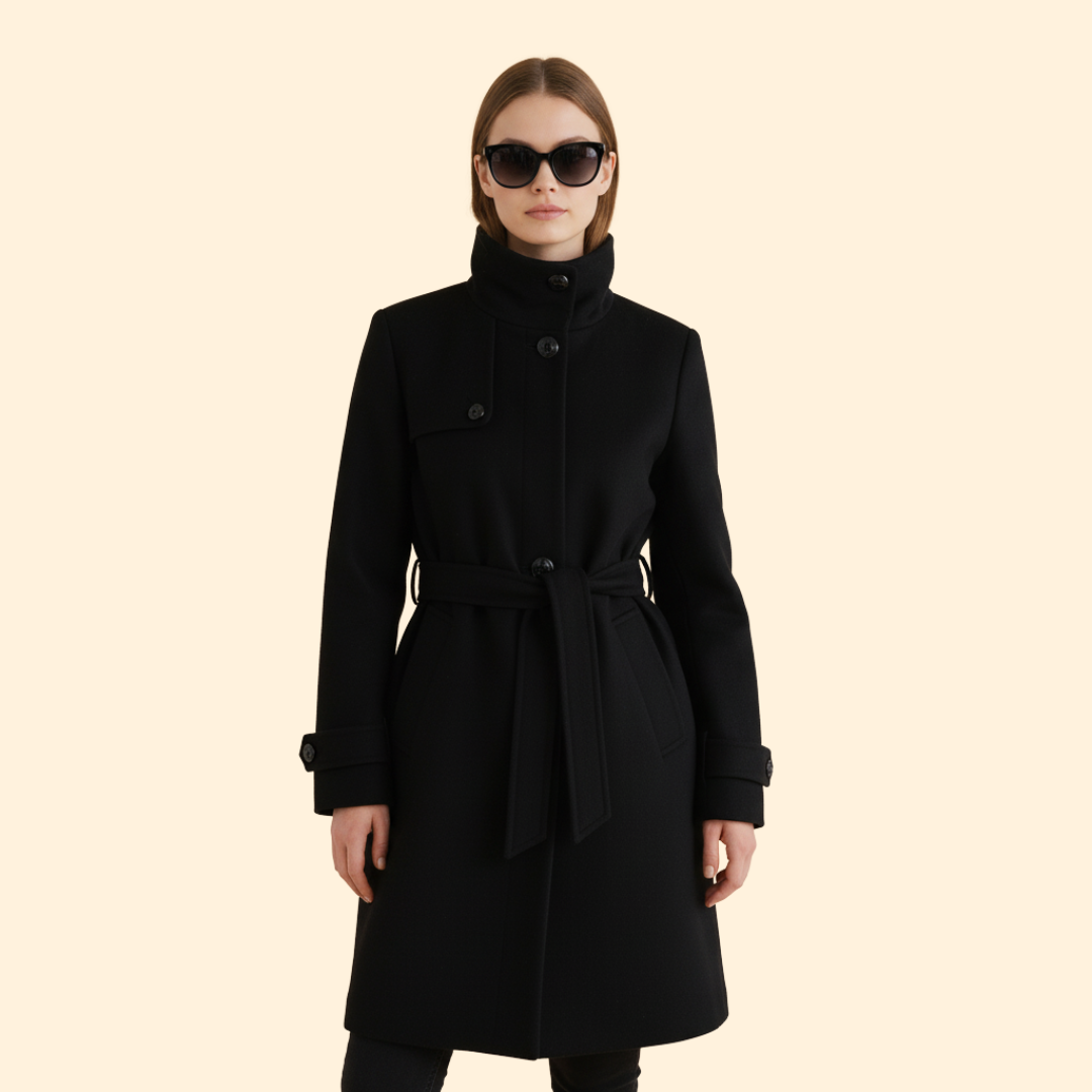 Women’s Coat with High Collar Detail
