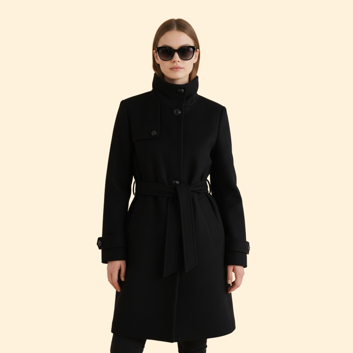 Women’s Coat with High Collar Detail