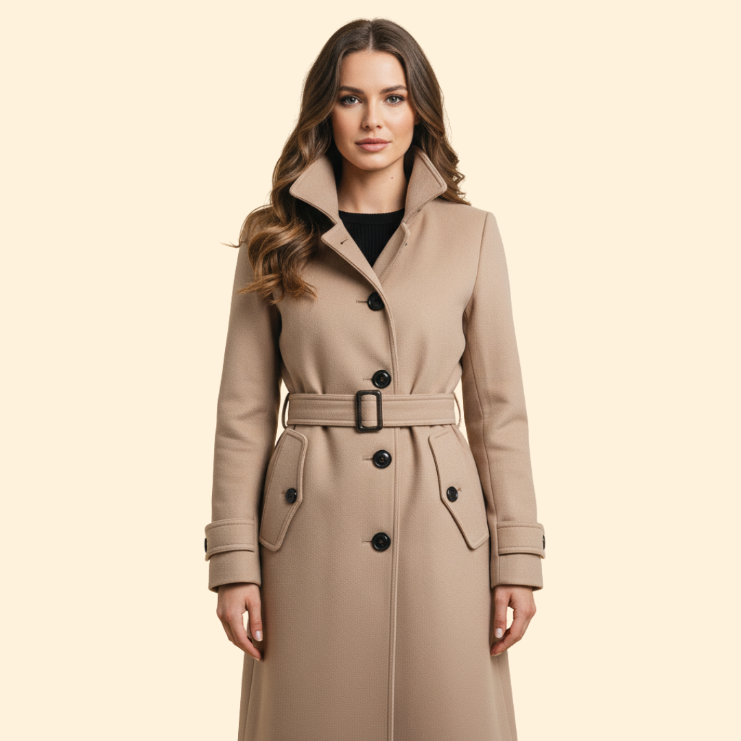 Women’s Coat with High Collar Detail