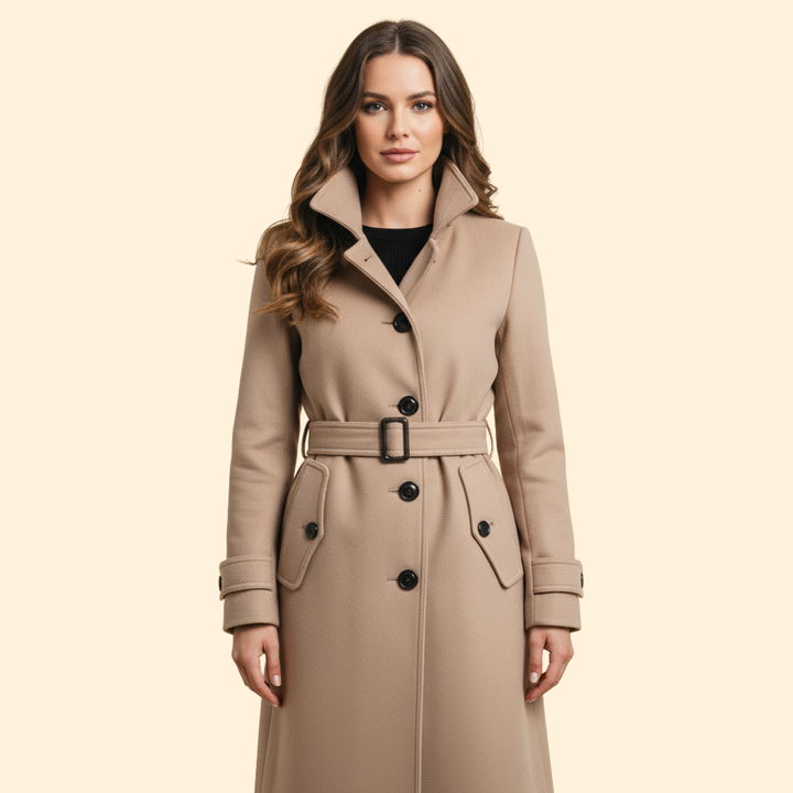 Women’s Coat with High Collar Detail