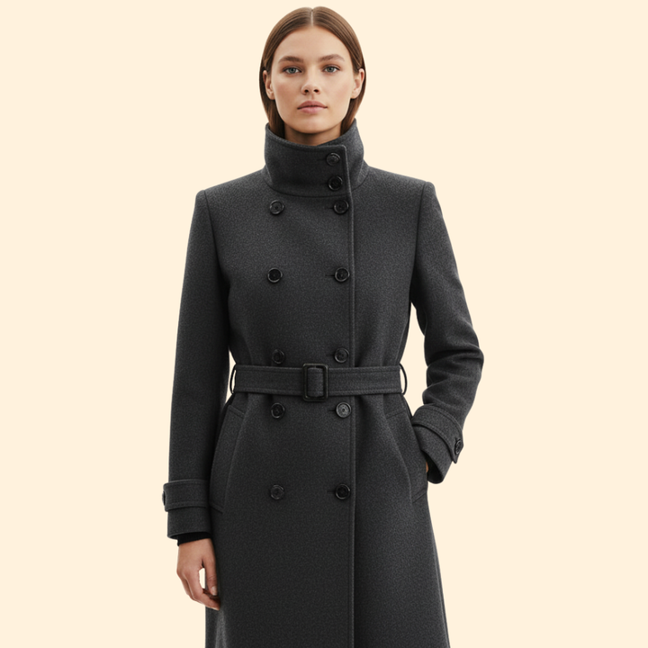 Women’s Coat with High Collar Detail