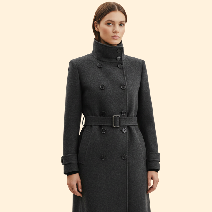 Women’s Coat with High Collar Detail