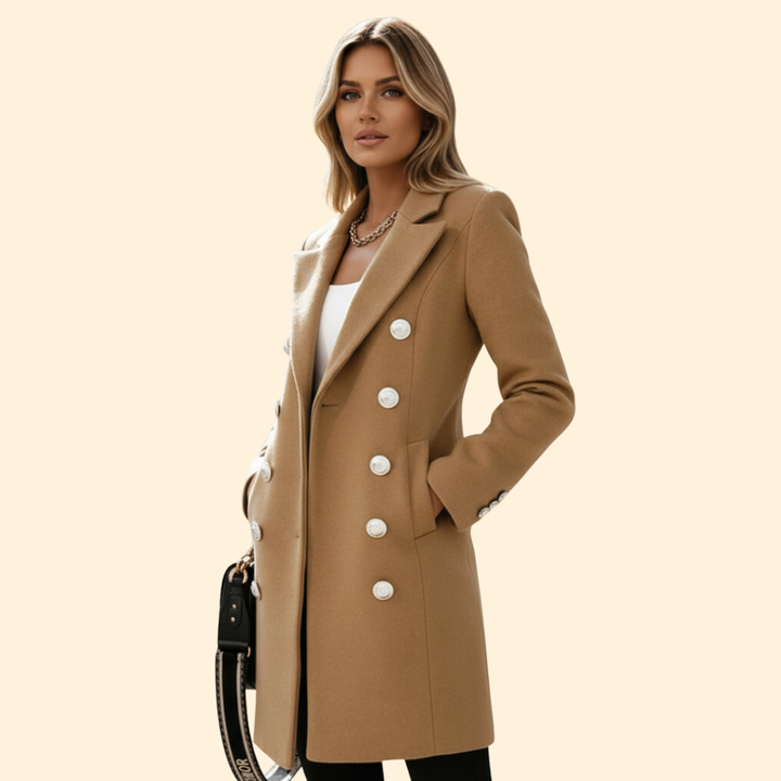 Women’s Long Coat with Double-Breasted Design