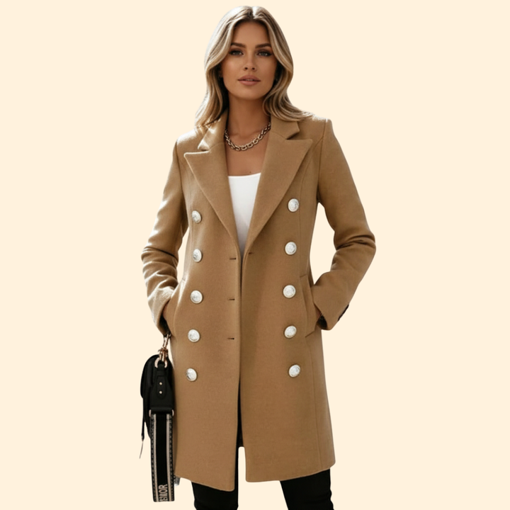 Women’s Long Coat with Double-Breasted Design
