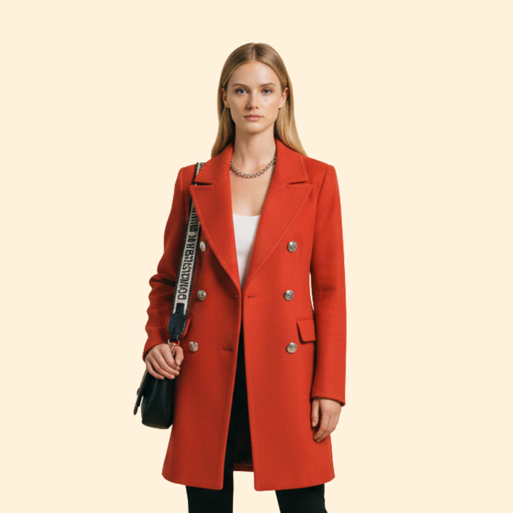 Women’s Long Coat with Double-Breasted Design