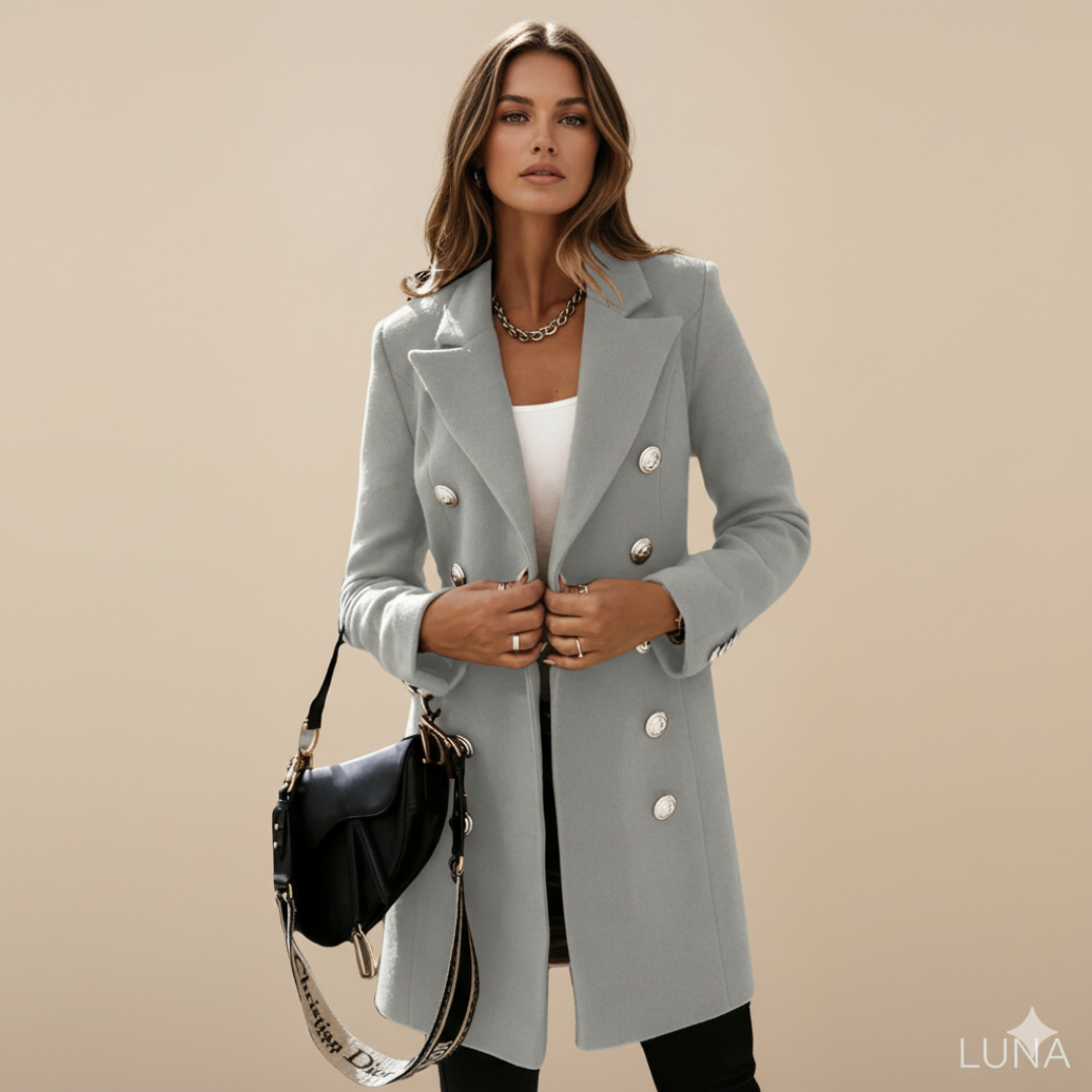 Women’s Long Coat with Double-Breasted Design