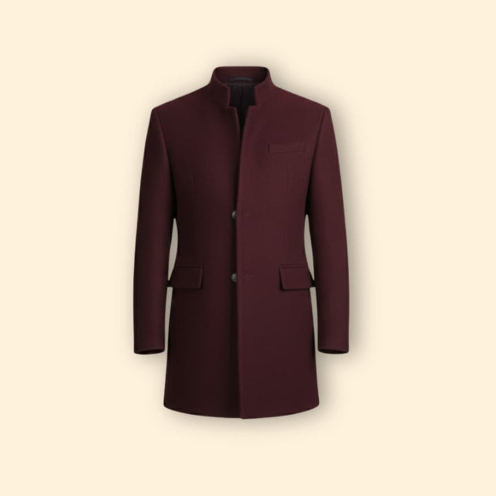 Men’s Longline Coat with Stand Collar Design