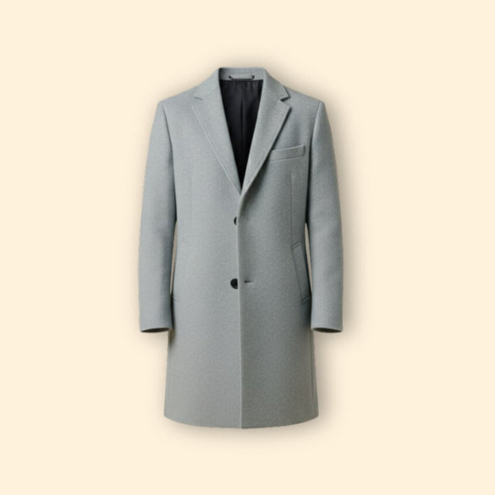Men’s Long Coat with Front Button Closure