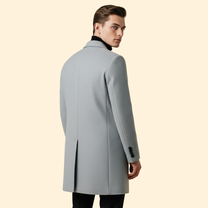 Men’s Long Coat with Front Button Closure