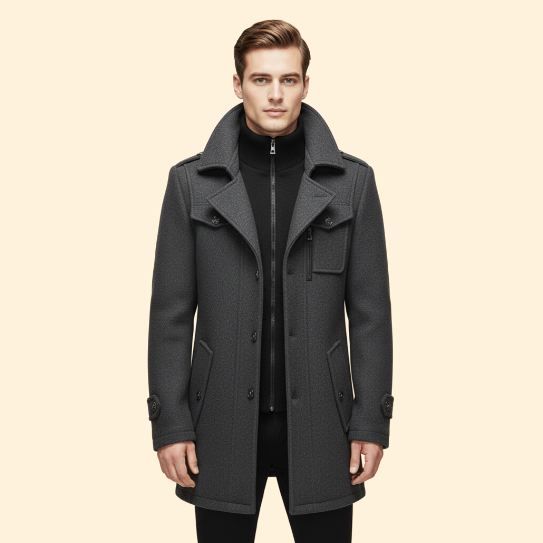 Men’s Coat with Front Button Closure