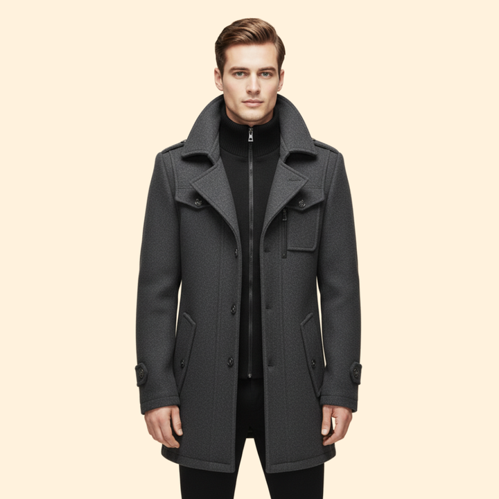 Men’s Coat with Front Button Closure