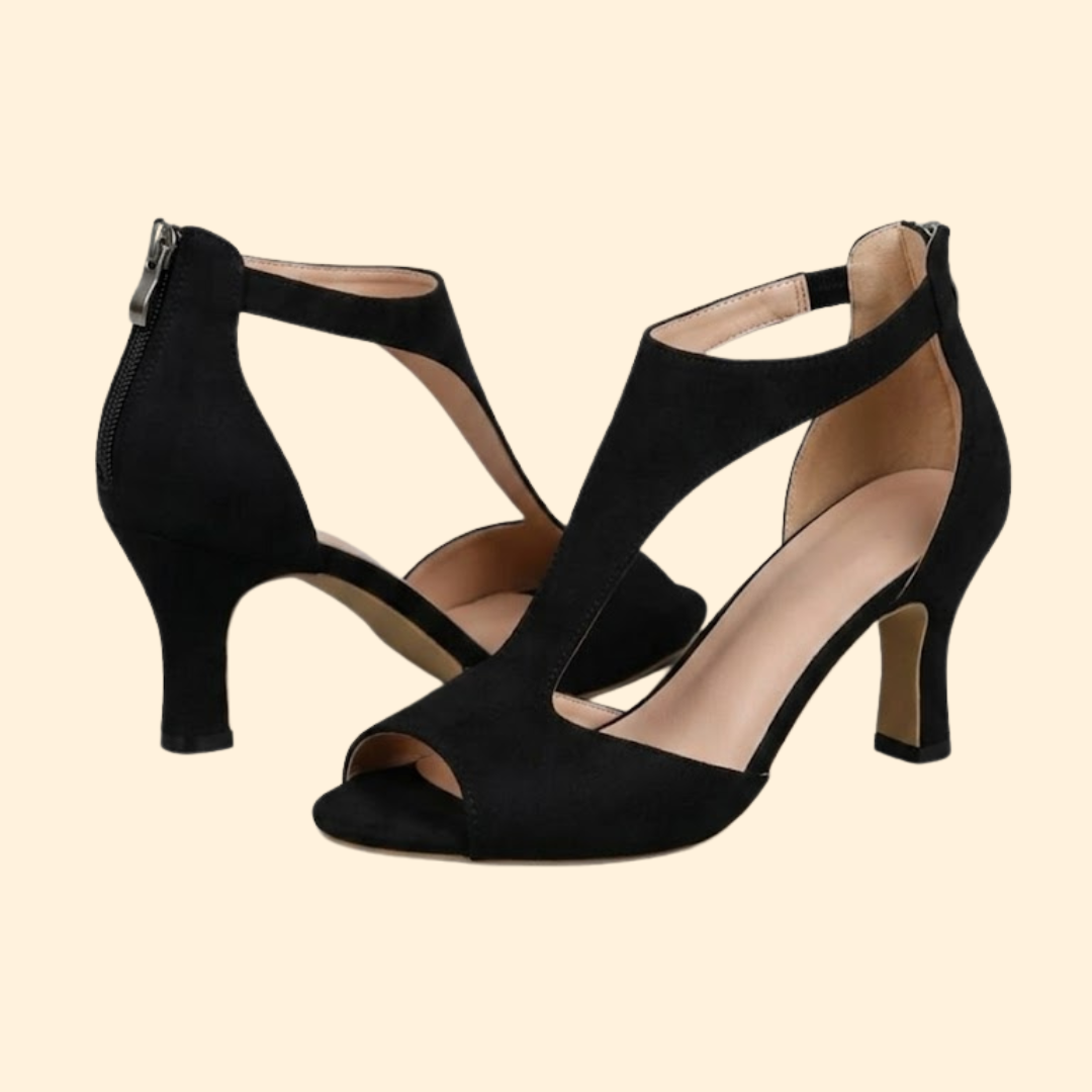 Women Cushioned Open Toe Pumps with Asymmetric Strap for Summer