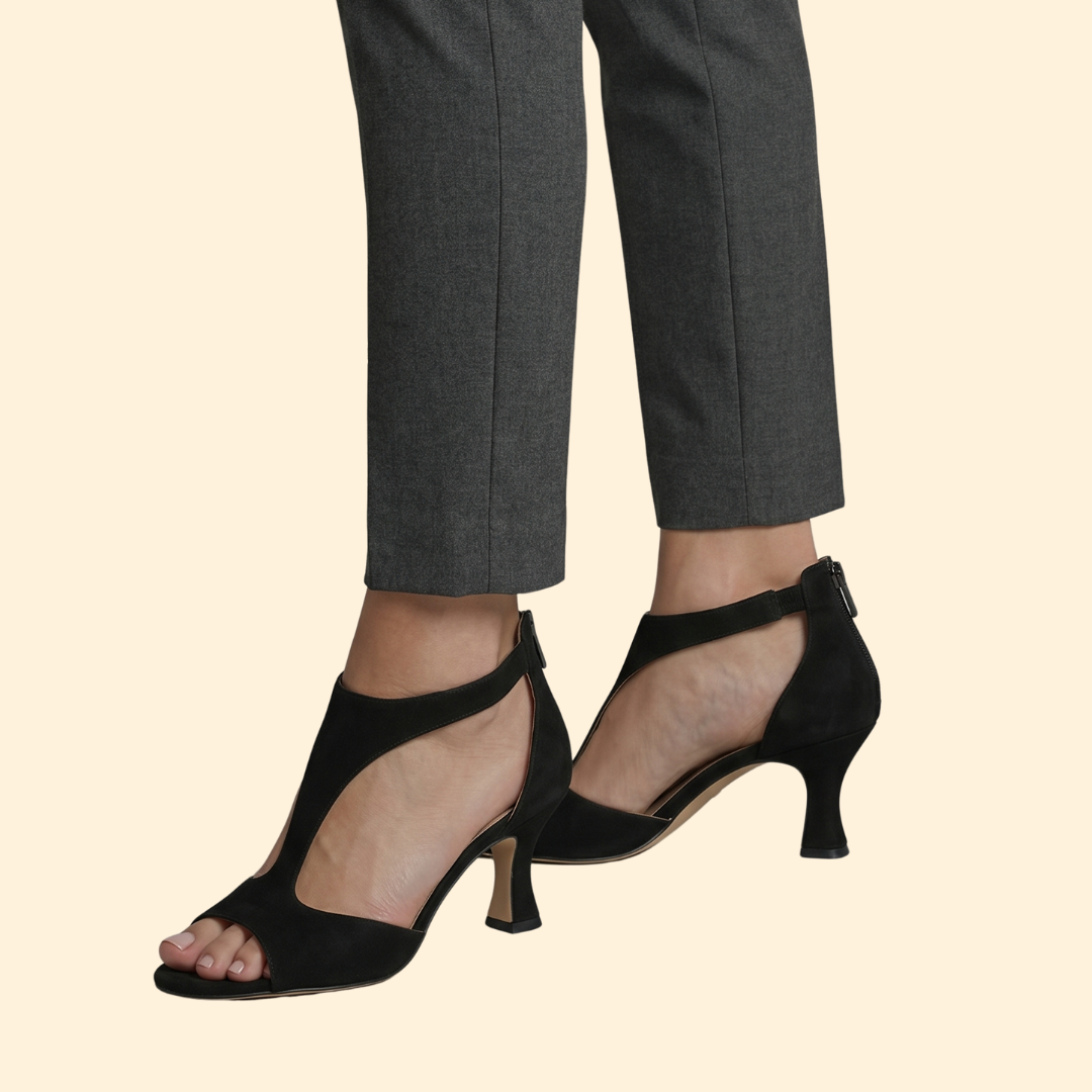 Women Cushioned Open Toe Pumps with Asymmetric Strap for Summer