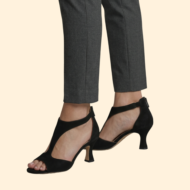 Women Cushioned Open Toe Pumps with Asymmetric Strap for Summer