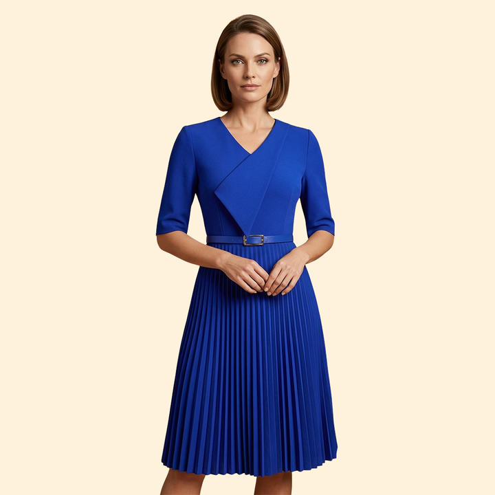 Women's A-Line Dress with Belt Detail