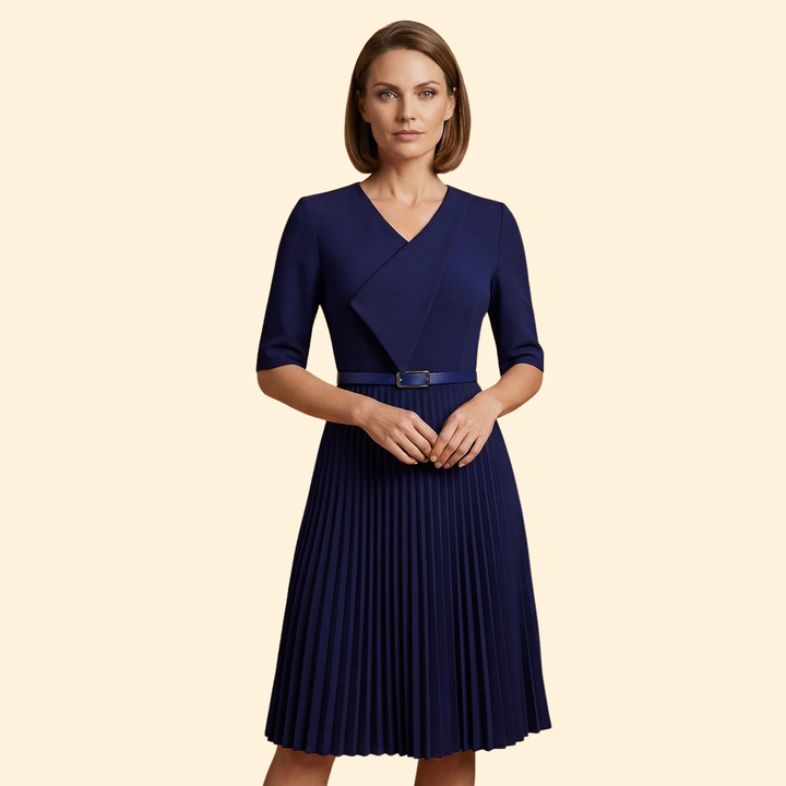 Women's A-Line Dress with Belt Detail