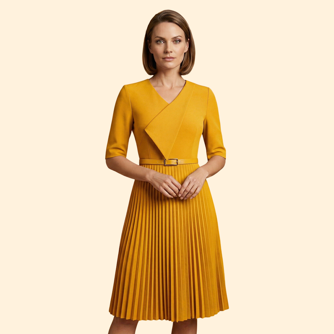 Women's A-Line Dress with Belt Detail