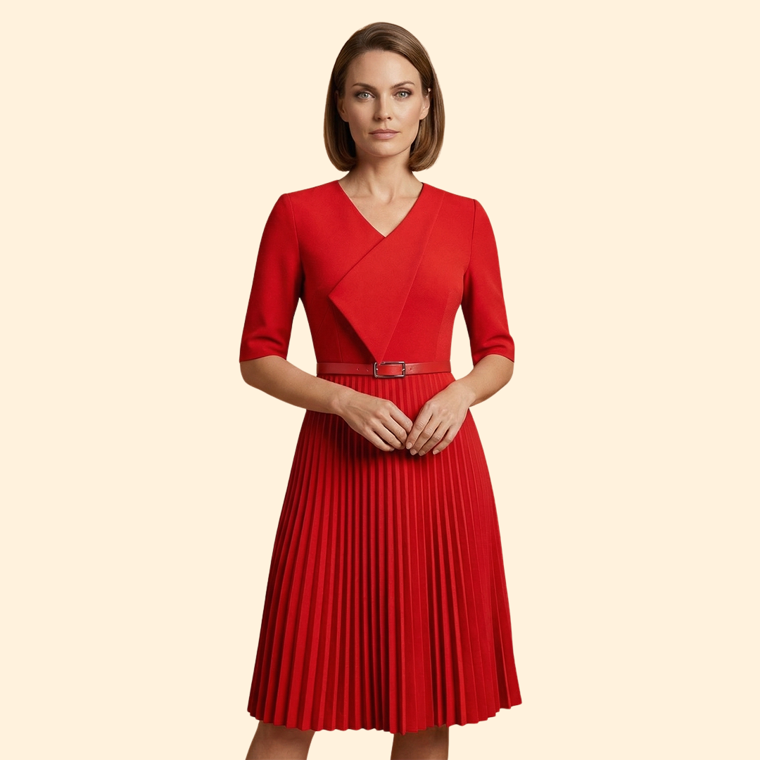 Women's A-Line Dress with Belt Detail