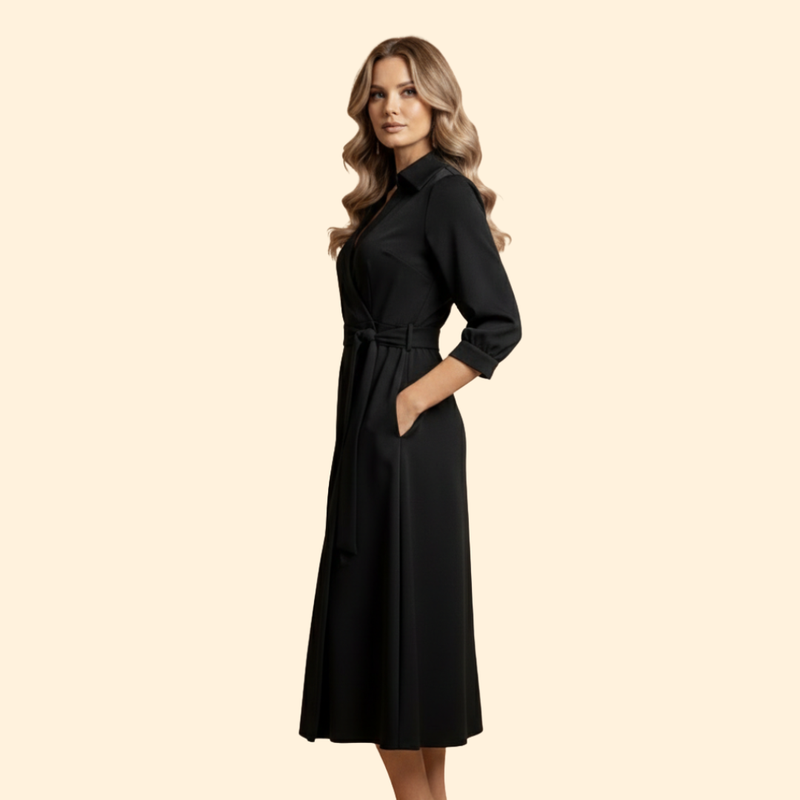 Women's A-Line Dress with Lapel Collar