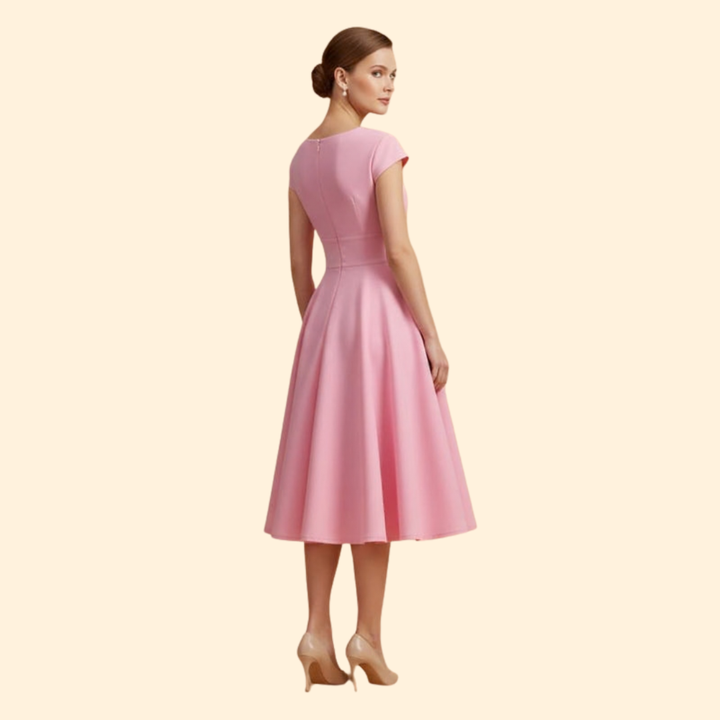 Women's  A-Line Dress with Pleated Waist