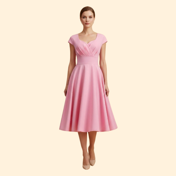 Women's  A-Line Dress with Pleated Waist